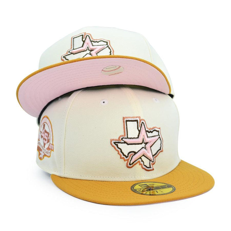 New Era Houston Astros 45th ANN Gold Wheat Orange Pink 59Fifty 5950 Patch Fitted