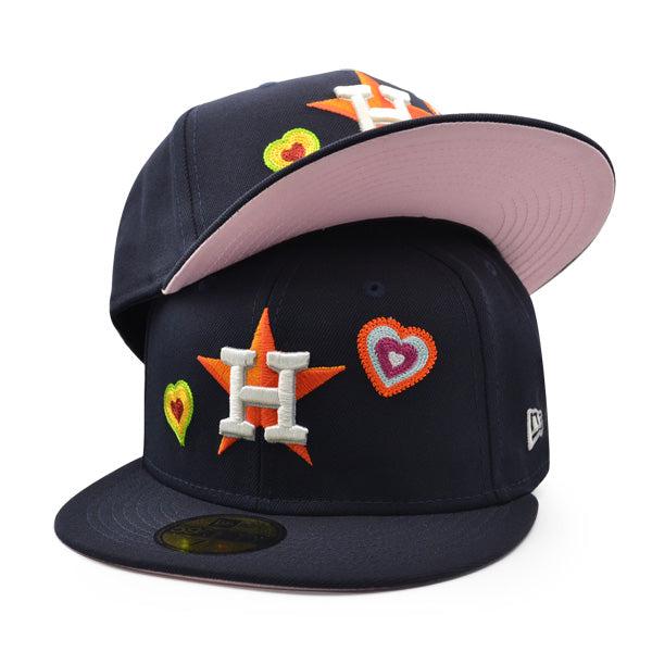 New Era Houston Astros Navy Blue Pink White Orange 59Fifty 5950 Patch Fitted