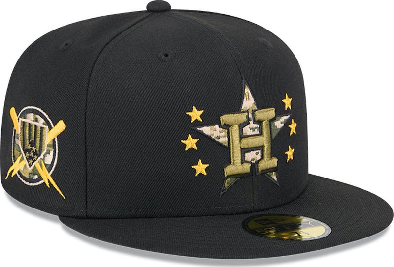 New Era Houston Astros '24  Army Gold Green Camo 59Fifty 5950 Patch Fitted