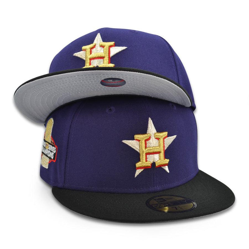 New Era Houston Astros '22 Purple Black Gray 59Fifty 5950 Patch Fitted Cap Hat