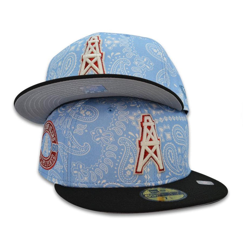New Era Houston Oilers Paisley Blue White Red Black Gray 59Fifty 5950 Fitted Hat