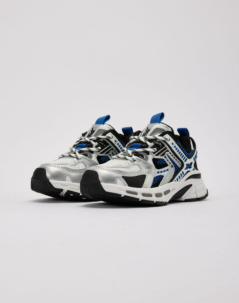 Kids Javi Emerge PS Silver Grey Black Blue White Sneaker Shoe Trainer