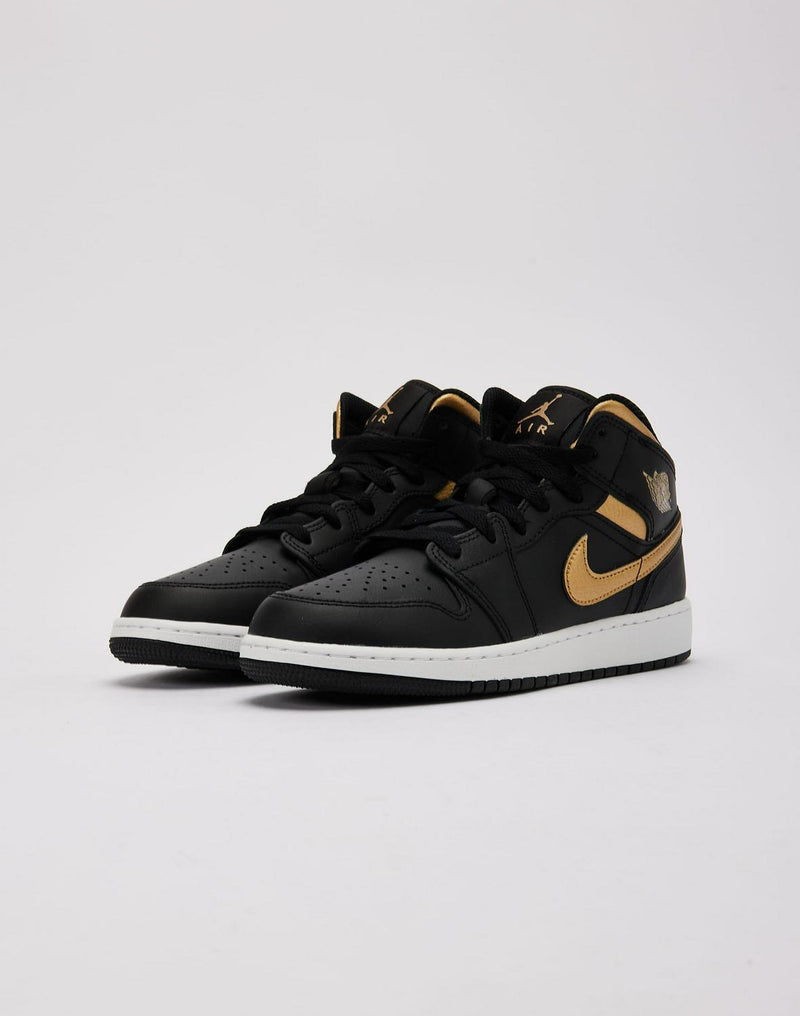 Kids Air Jordan 1 Mid GS Wings Black Gold White DQ8423-071 Shoe Sneaker Trainer