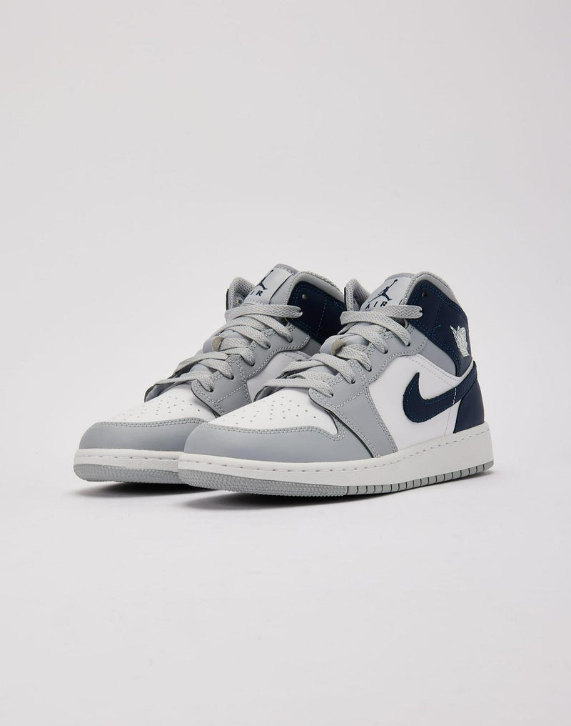 Kids Air Jordan 1 Mid GS Gray Blue White DQ8423-104 Shoe Sneaker Trainer