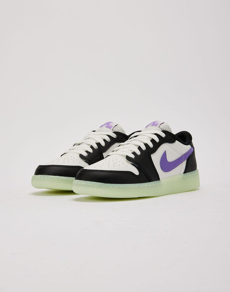 Kids Air Jordan 1 Retro Low OG 'Black Raspberry' GS White Violet HF0410-001
