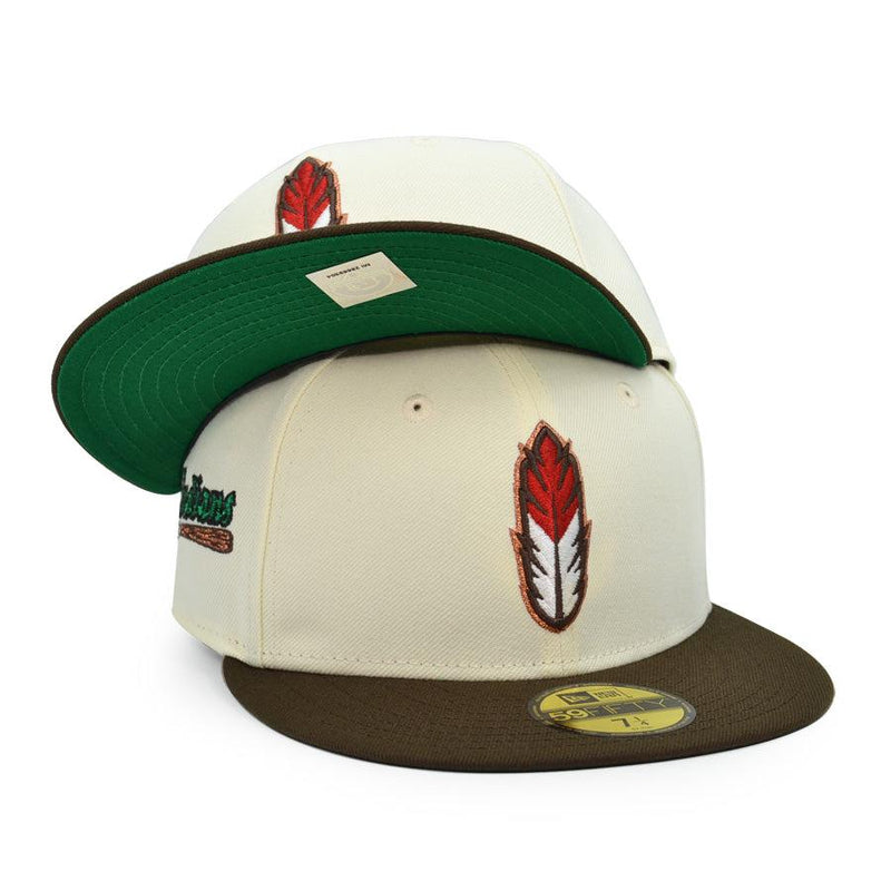 New Era Kinston Indians Chrome Walnut Brown Red Green 59Fifty 5950 Patch Fitted