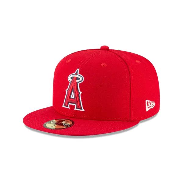 New Era Los Angeles Angels Red White 59Fifty 5950 Patch Fitted Cap Hat