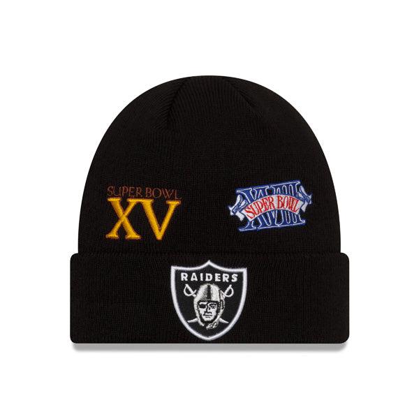 New Era Las Vegas Raiders Black White Red Blue Gold Cuffed Knit Hat
