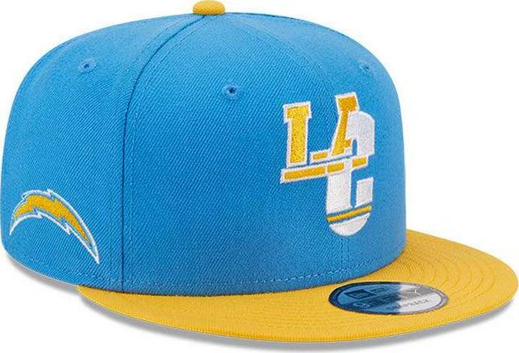 New Era LA Chargers Sky Blue Yellow White Gray Black 9Fifty 950 Patch Snapback