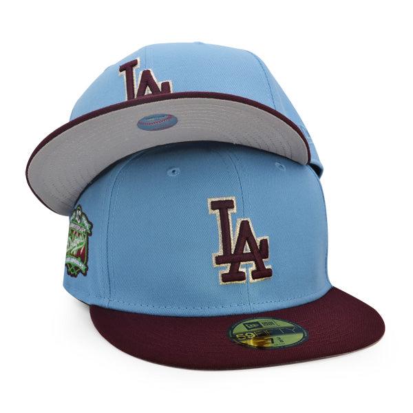 New Era LA Dodgers 40th ANNI Sky Blue Maroon Red Gray 59Fifty 5950 Patch Fitted