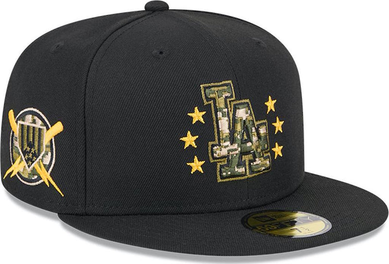 New Era LA Dodgers '24 Armed Forces Gold Green Camo 59Fifty 5950 Patch Fitted