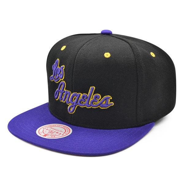 Mitchell And Ness LA Lakers RELOAD Black Purple Yellow Patch Snapback Cap Hat