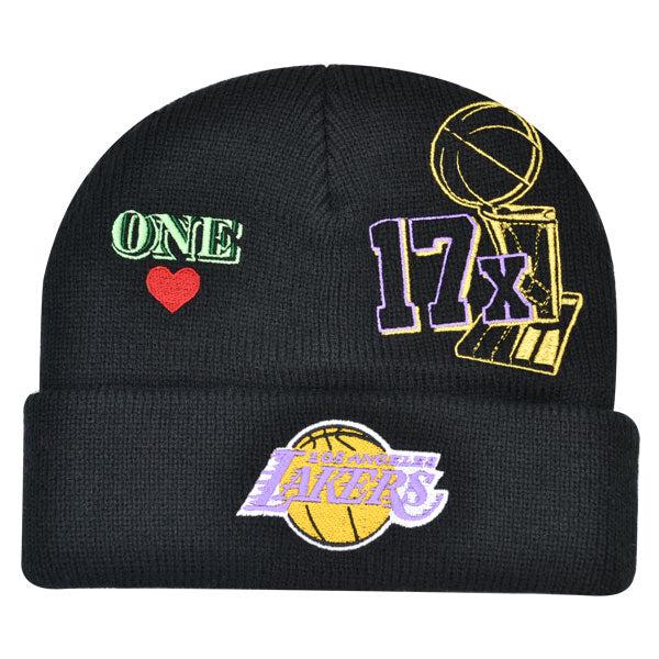 Mitchell And Ness LA Lakers NBA Black Gold White Green Red Cuffed Knit Hat