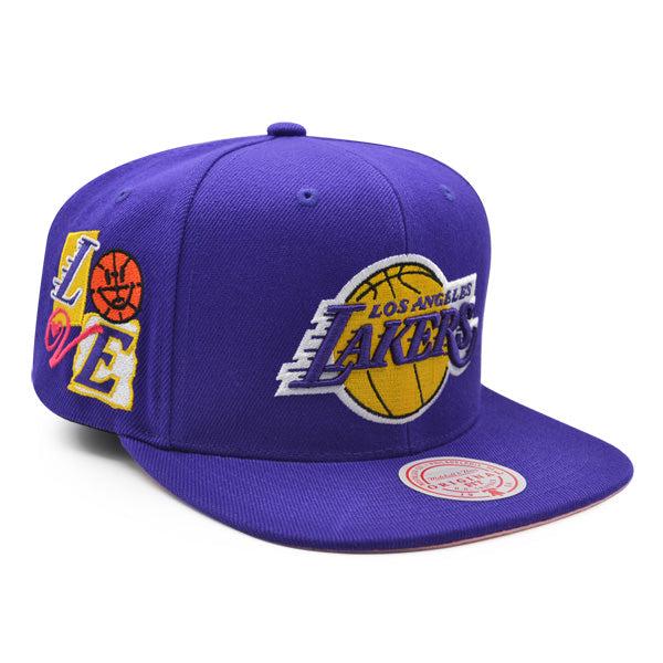 Mitchell And Ness LA Lakers ALL LOVE Purple Yellow Pink Patch Snapback Cap Hat