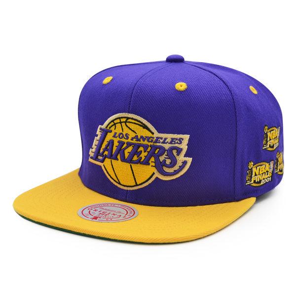 Mitchell And Ness LA Lakers NBA CHAMPIONS '02 Purple Yellow Green Patch Snapback