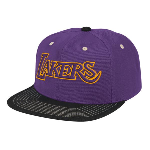 Mitchell And Ness LA Lakers CONTRAST STITCH Purple Black Patch Snapback Cap Hat