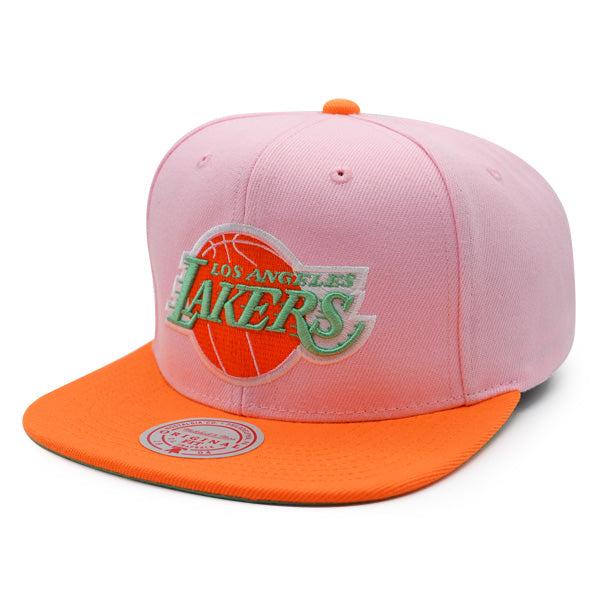 Mitchell And Ness LA Lakers SWEET SHERBERT Pink Orange Lime Patch Snapback Hat