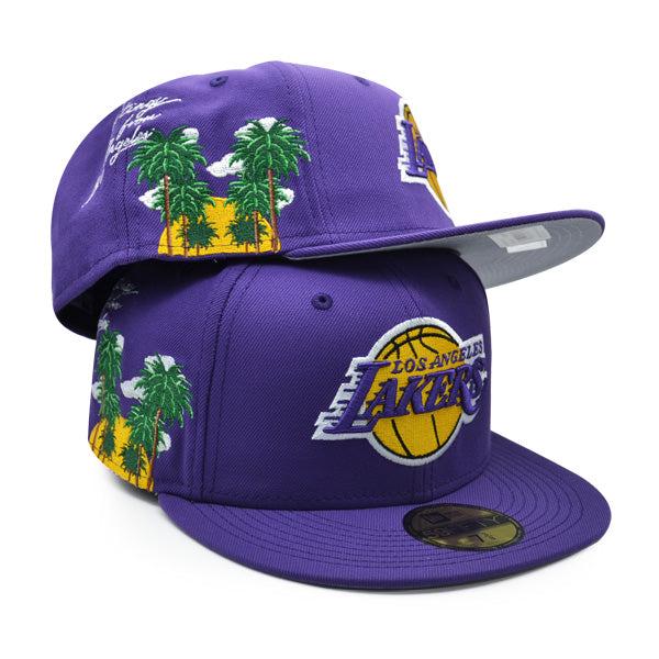 New Era LA Lakers CLOUD ICON PALM Purple Yellow Gold 59Fifty 5950 Patch Fitted
