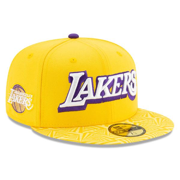 New Era LA Lakers City Yellow Gold Purple White 59Fifty 5950 Patch Fitted Cap