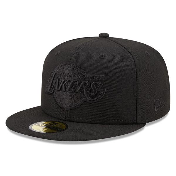 New Era LA Lakers BOB Black On Black 59Fifty 5950 Patch Fitted Cap Hat
