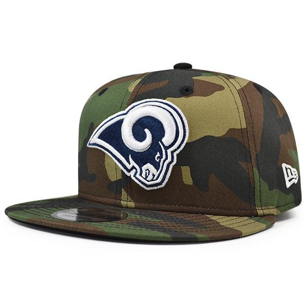 New Era LA Rams Wood Brown Camo Black Gray Blue 9Fifty 950 Patch Snapback Hat