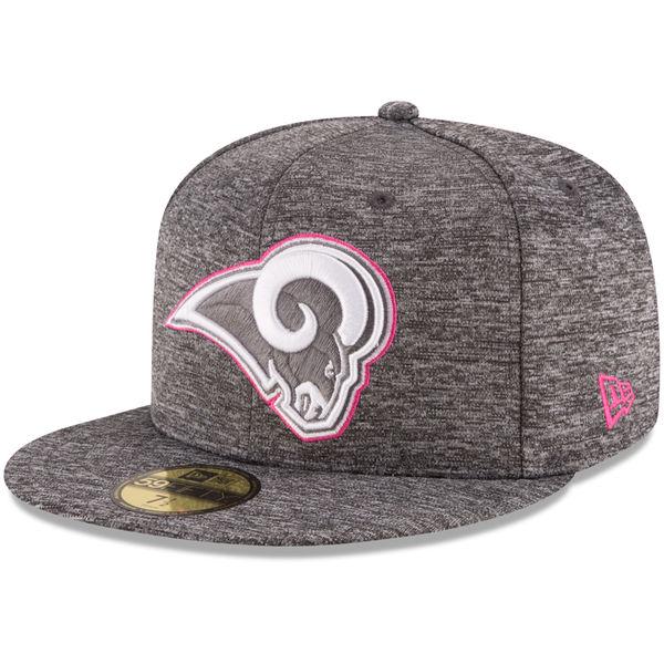 NEW ERA LA Rams '16 NFL BCA Gray White Pink 59Fifty 5950 Patch Fitted Cap Hat