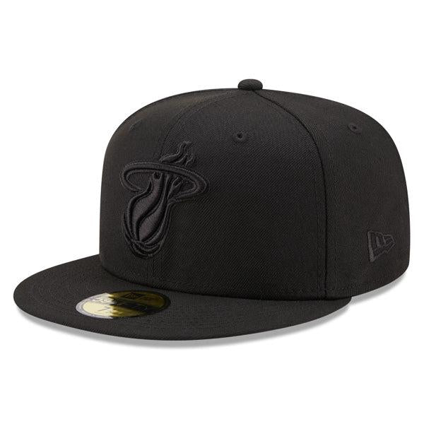 New Era Miami Heat BOB Black On Black Fitted 59Fifty 5950 Patch Fitted Cap Hat
