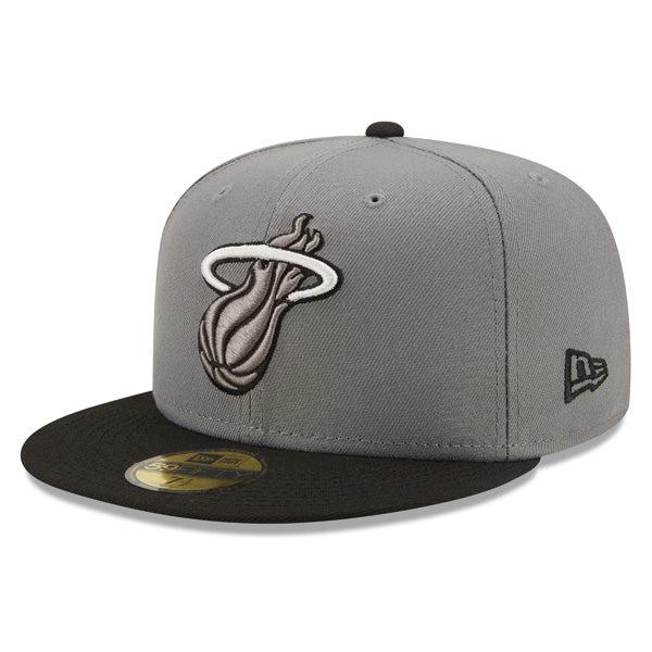 New Era Miami Heat STORM GRAY Black White 59Fifty 5950 Patch Fitted Cap Hat