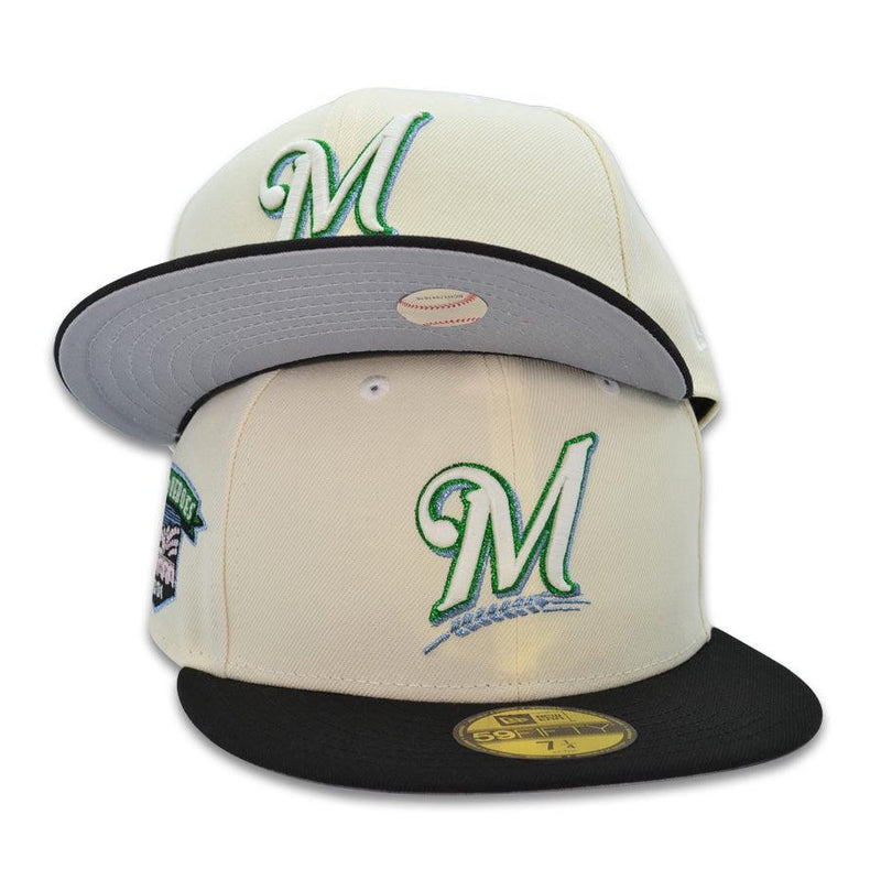 New Era Milwaukee Brewers '01 Chrome Black Green Gray 59Fifty 5950 Patch Fitted