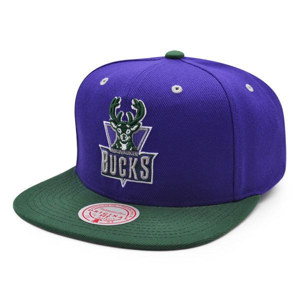 Mitchell And Ness Milwaukee Bucks RELOAD Purple Green Gray Patch Snapback Hat