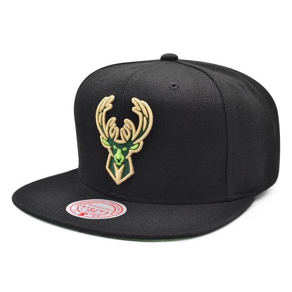 Mitchell And Ness Milwaukee Bucks HIGH LIGHT Black Lime Patch Snapback Cap Hat