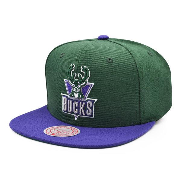 Mitchell And Ness Milwaukee Bucks CLASSIC Green White Purple Patch Snapback Hat