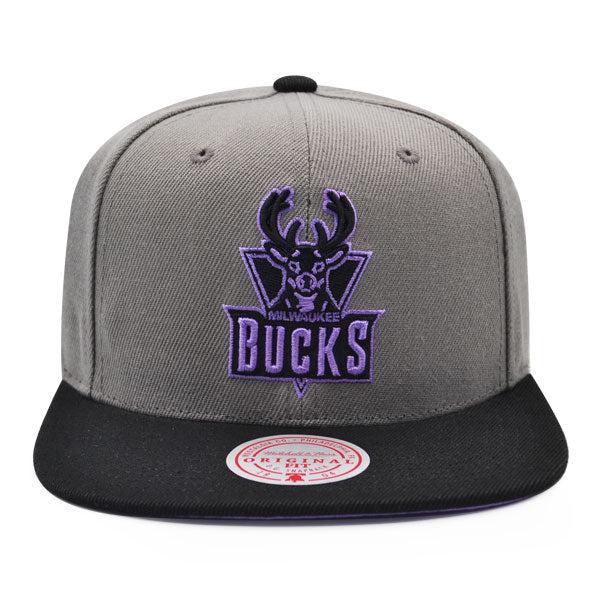 Mitchell And Ness Milwaukee Bucks NEON LIGHTS Gray Black Purple Patch Snapback