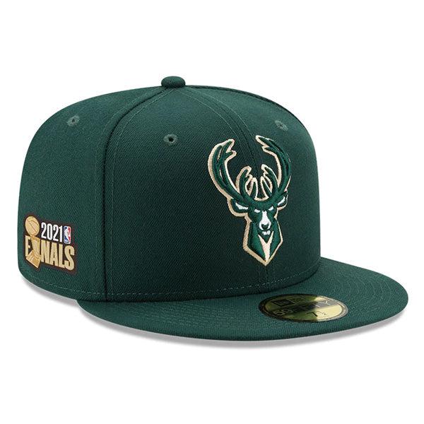 New Era Milwaukee Bucks '21 NBA Finals Green White 59Fifty 5950 Patch Fitted Hat
