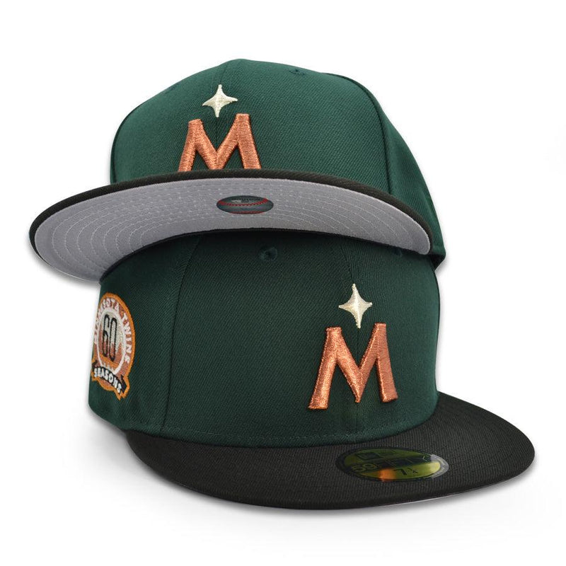 New Era Minnesota Twins 60th Anni Dark Green Black Gray 59Fifty 5950 Fitted Hat
