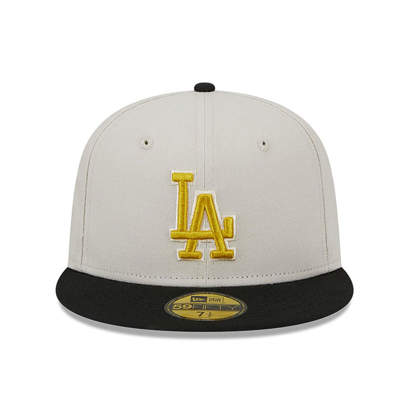 New Era LA Dodgers 50th Anni White Yellow Gold Black 59Fifty 5950 Patch Fitted