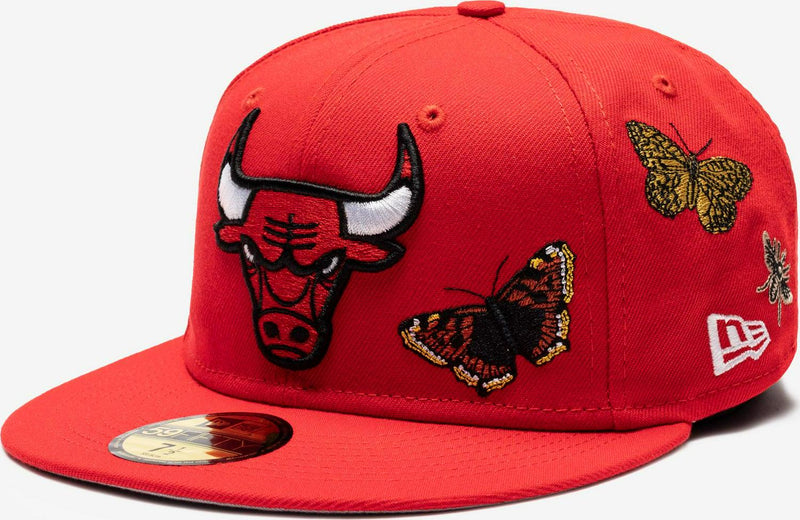 New Era Chicago Bulls Felt Black White 59Fifty 5950 Patch Fitted Cap Hat