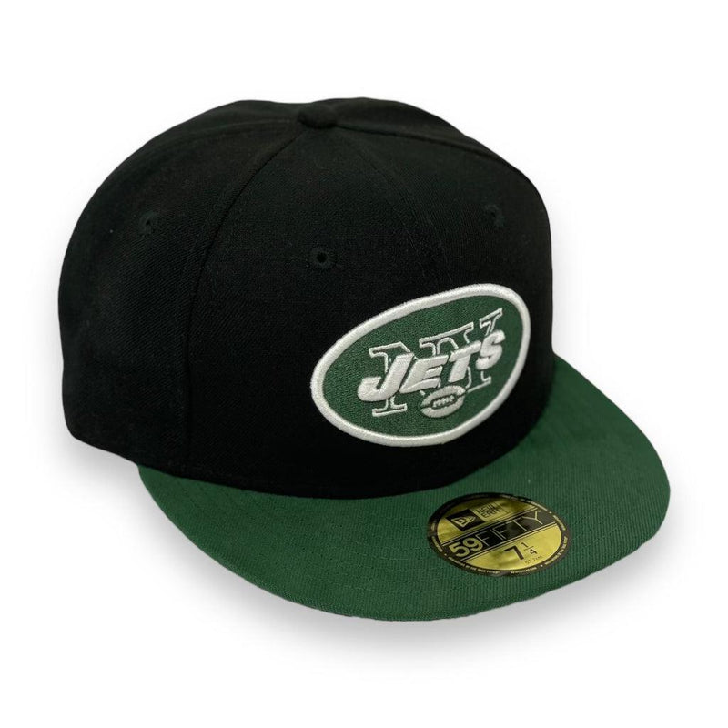 New Era NY Jets Black White Green 59Fifty 5950 Patch Fitted Cap Hat