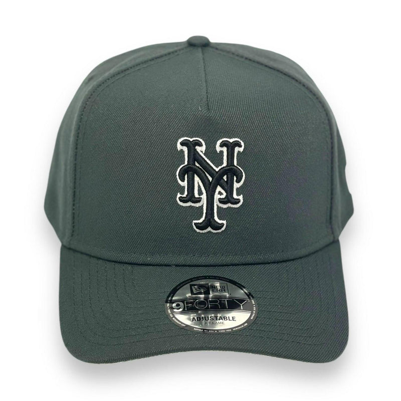 New Era NY METS Dark Gray Black White 9Forty 940 Patch Snapback Cap Hat