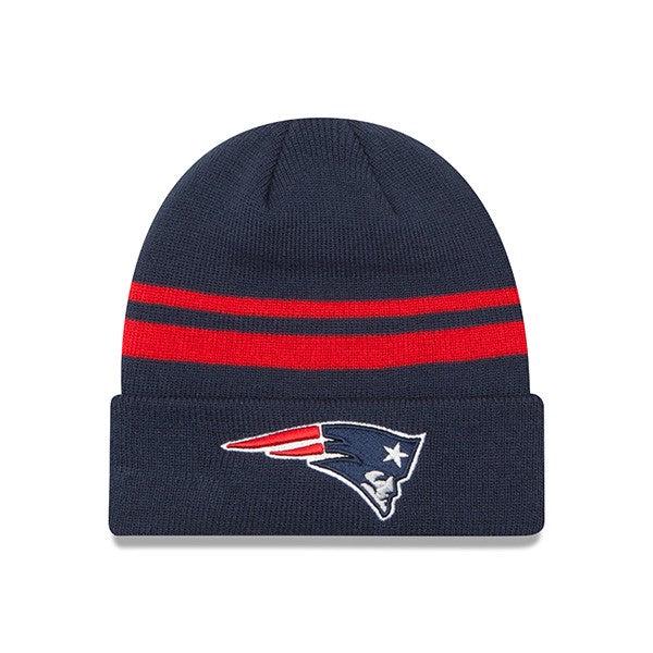 New Era England Patriots STRIPED NFL Blue Red White Cuffed Knit Hat