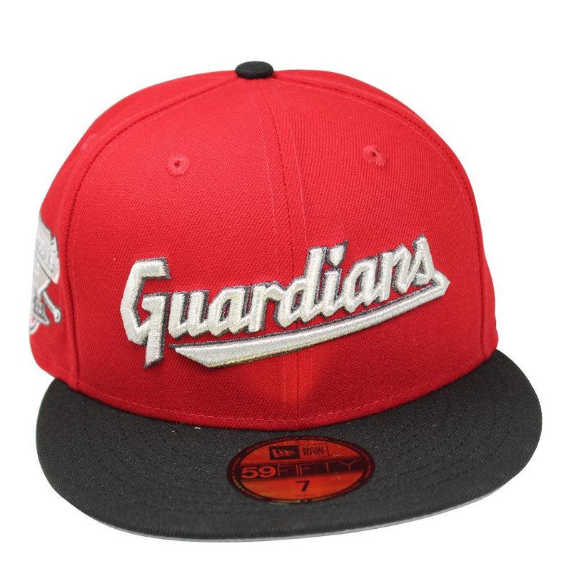 New Era Cleveland Guardians Red Black White Gray 59Fifty 5950 Patch Fitted Hat