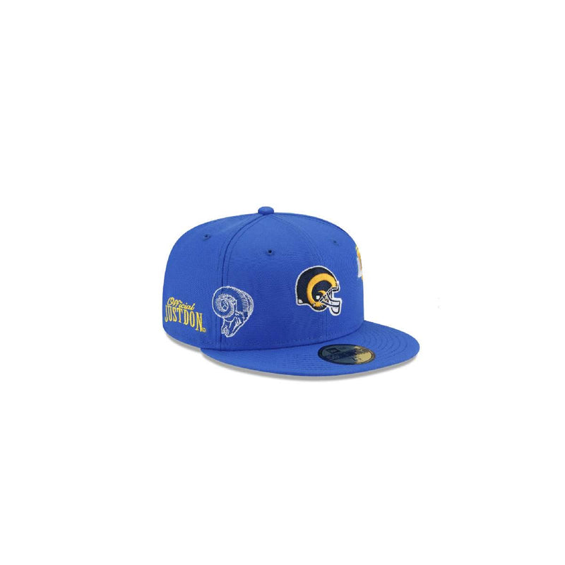 New Era LA Rams Royal Blue White Yellow 59Fifty 5950 Patch Fitted Cap Hat