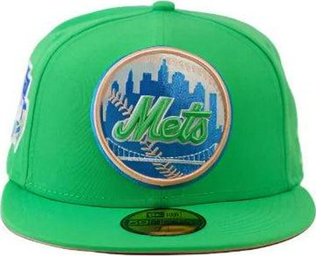 New Era NY Mets Green Pink Blue White 59Fifty 5950 Patch Fitted Cap Hat