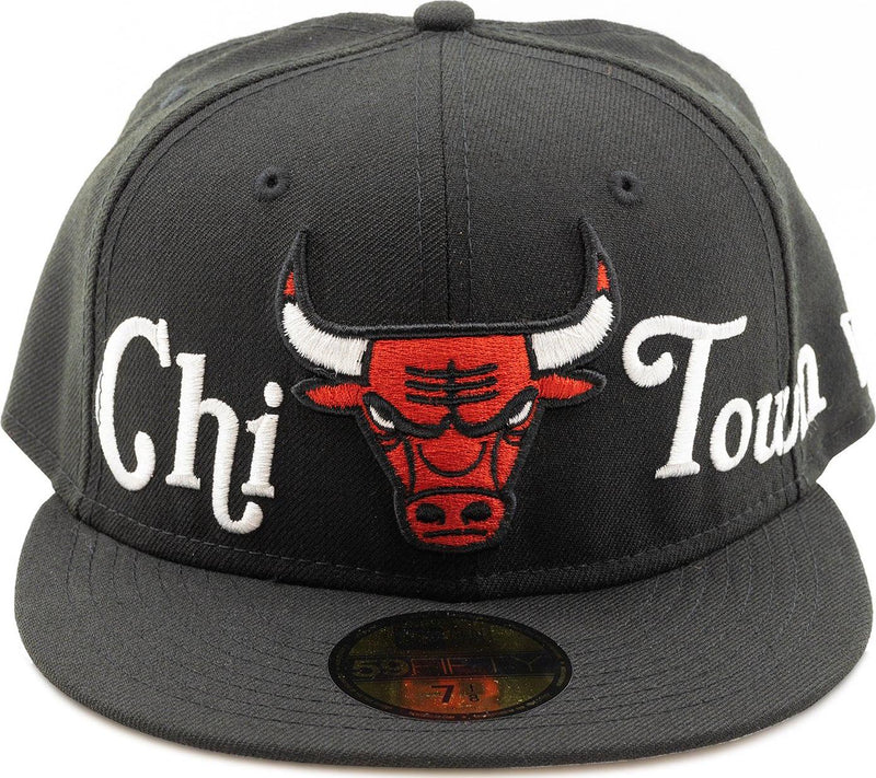 New Era Chicago Bulls Chi Tour Black Red White 59Fifty 5950 Patch Fitted Cap Hat