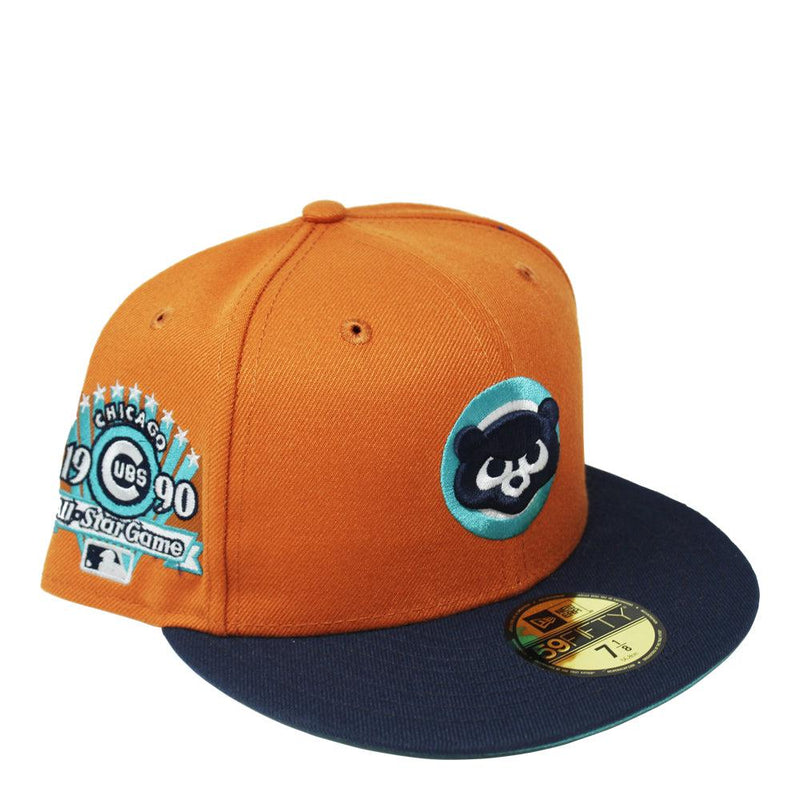 New Era Chicago Cubs '90 ASG Orange Navy Blue Teal 59Fifty 5950 Patch Fitted Hat