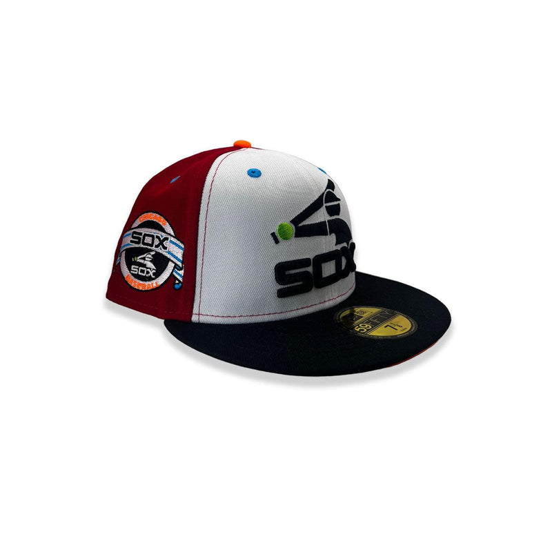 New Era Chicago White Sox Red White Navy Blue 59Fifty 5950 Patch Fitted Cap Hat