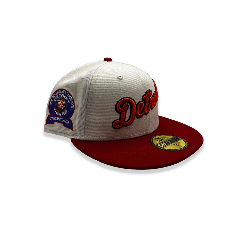 New Era Detroit Tigers '68 WS 50th Anni Gray Maroon 59Fifty 5950 Patch Fitted