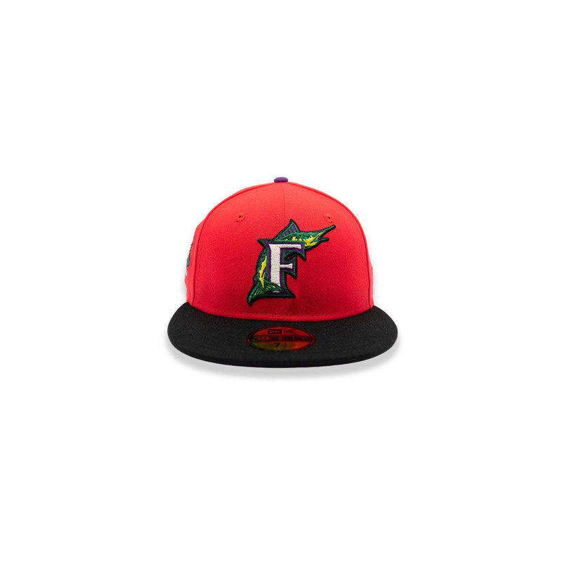 New Era Florida Marlins 10th Anni Red White Black 59Fifty 5950 Patch Fitted Hat