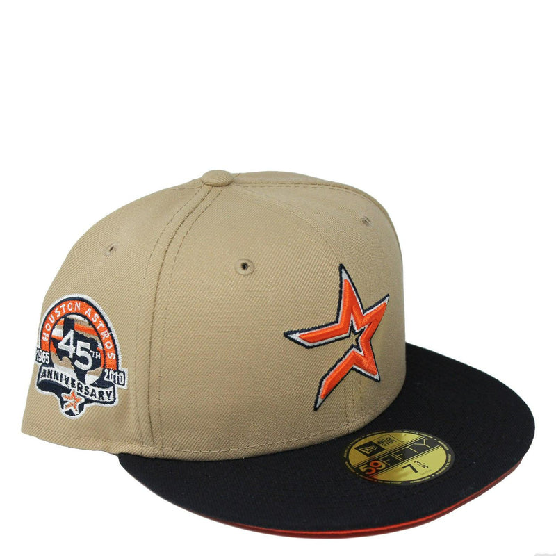New Era Houston Astros 45th Anni Camel Navy Orange 59Fifty 5950 Patch Fitted Hat