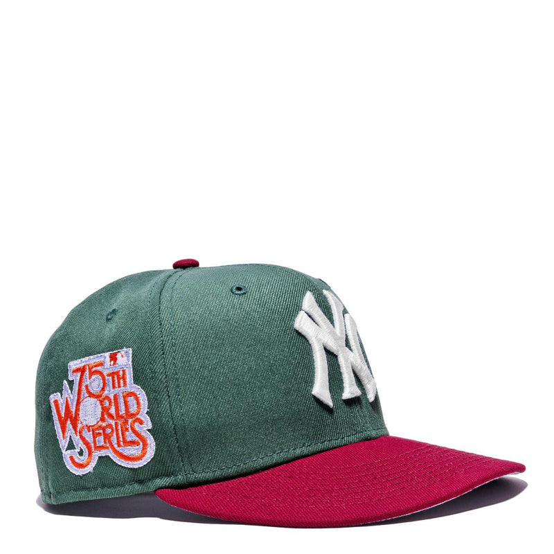 New Era NY Yankees 75th Anni Green White Red Gray 59Fifty 5950 Patch Fitted Hat